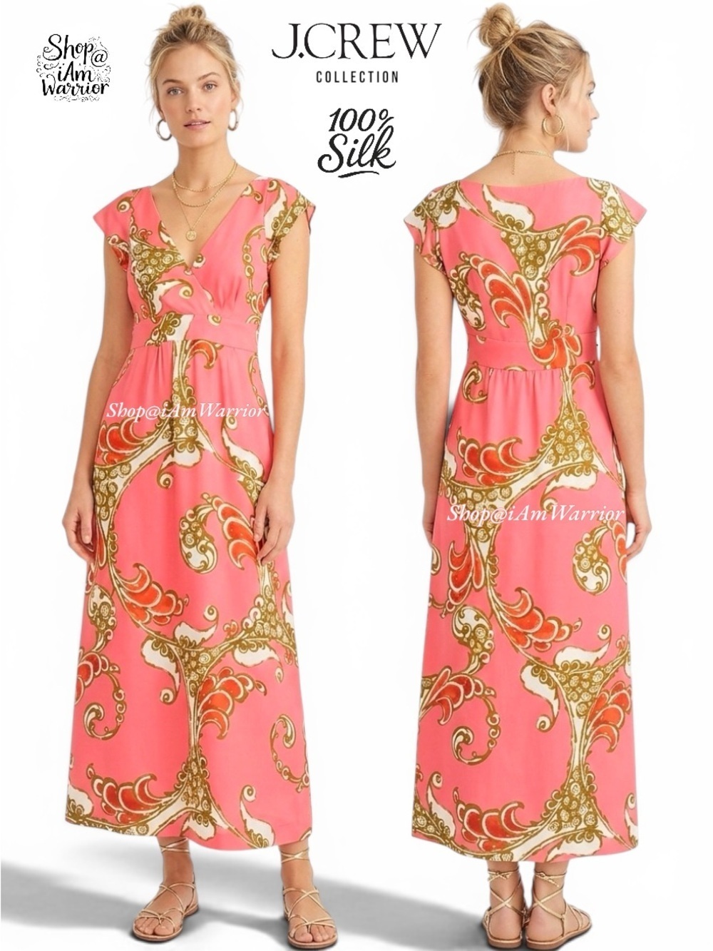 J.Crew Collection Italian silk pink & red print gown *shop@iamwarrior